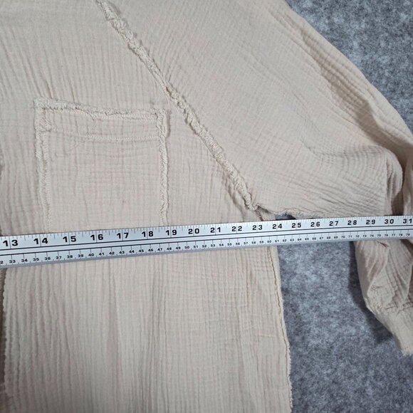 Aerie Gauze Boho Tunic Button Down Distressed Pool To Party Cream Size M - Picture 4 of 10